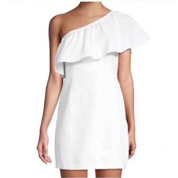 A.L.C. White One Shoulder Ruffle Mini Dress Bridal Shower/Graduation Size 4